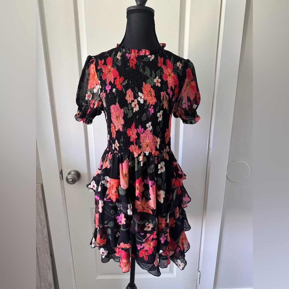 Vici Pink Ruffled Puff Sleeve Cocktail Dress